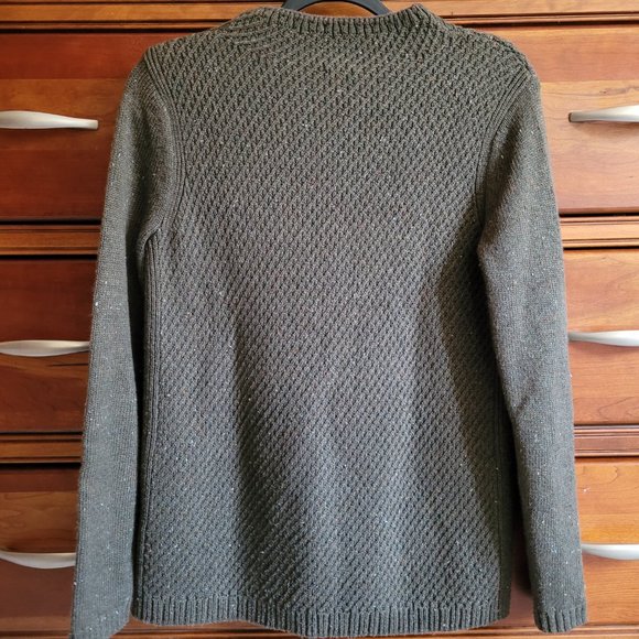 NWOT Olive Green Talbots Mock Neck Speckled Sweater, Size Small - Picture 4 of 4